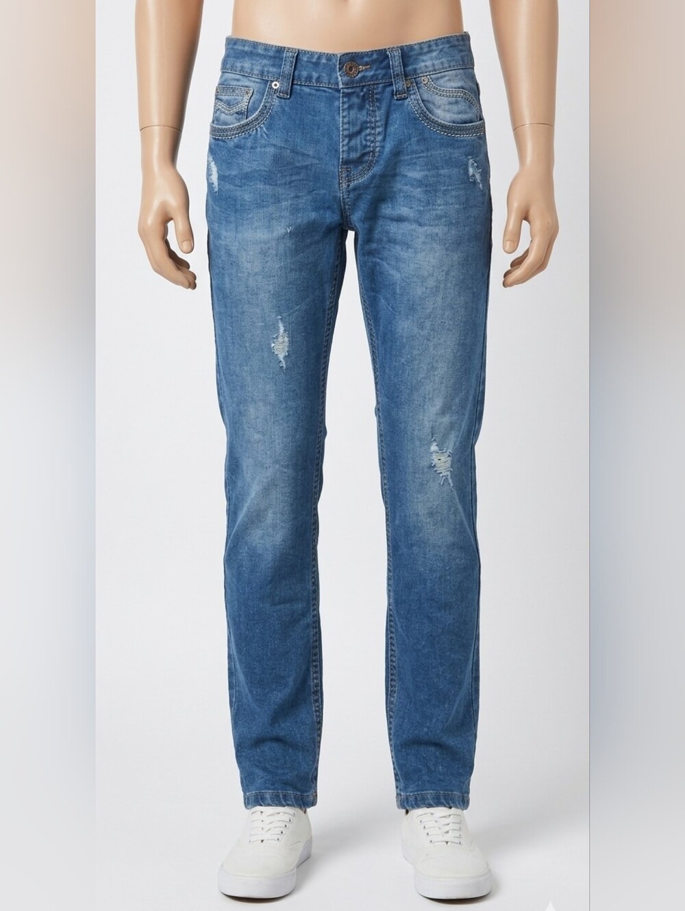 Isaac Mizrahi Distressed Blue Denim Jeans Mens